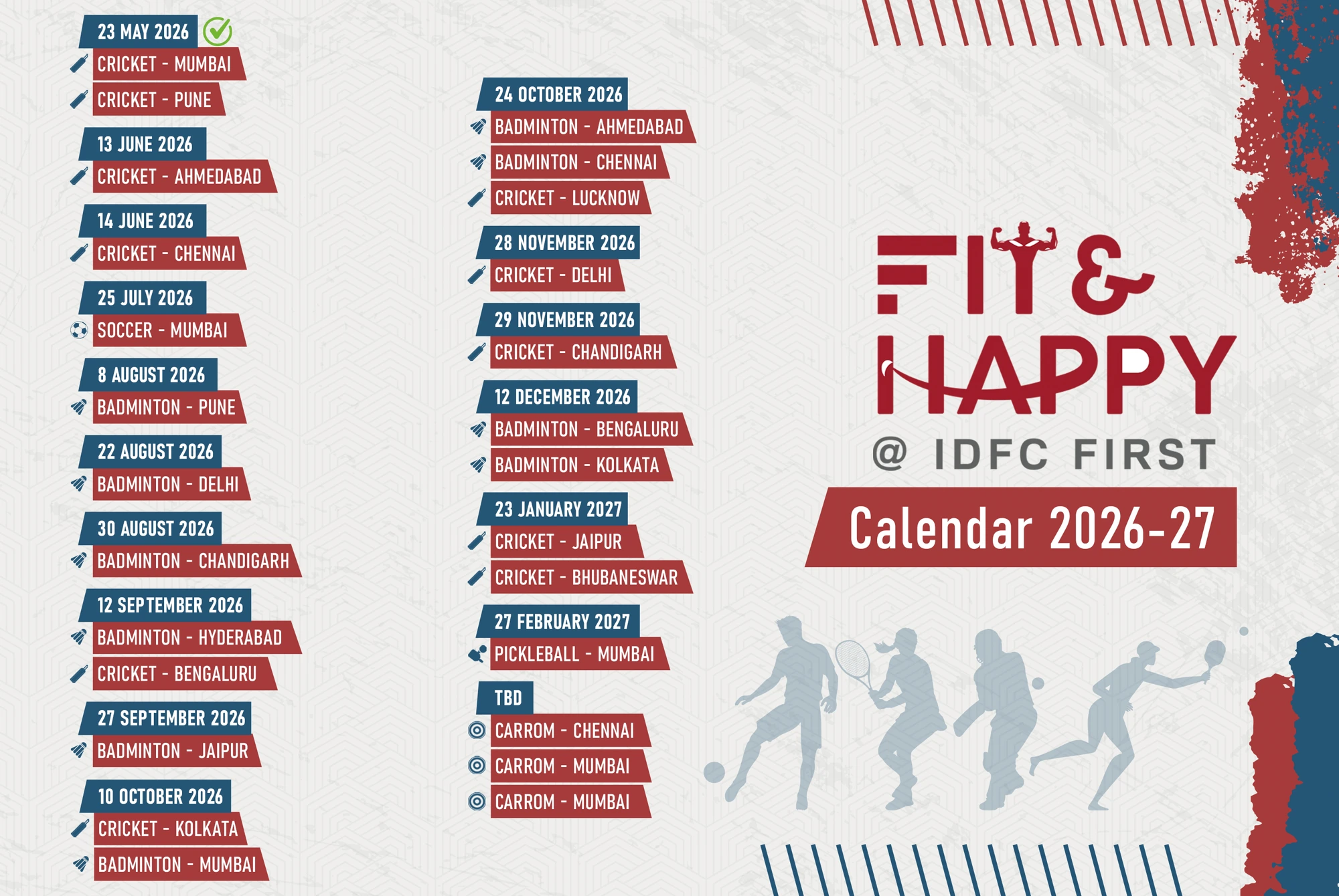 Fit & Happy @ IDFC First — Calendar 2026-27