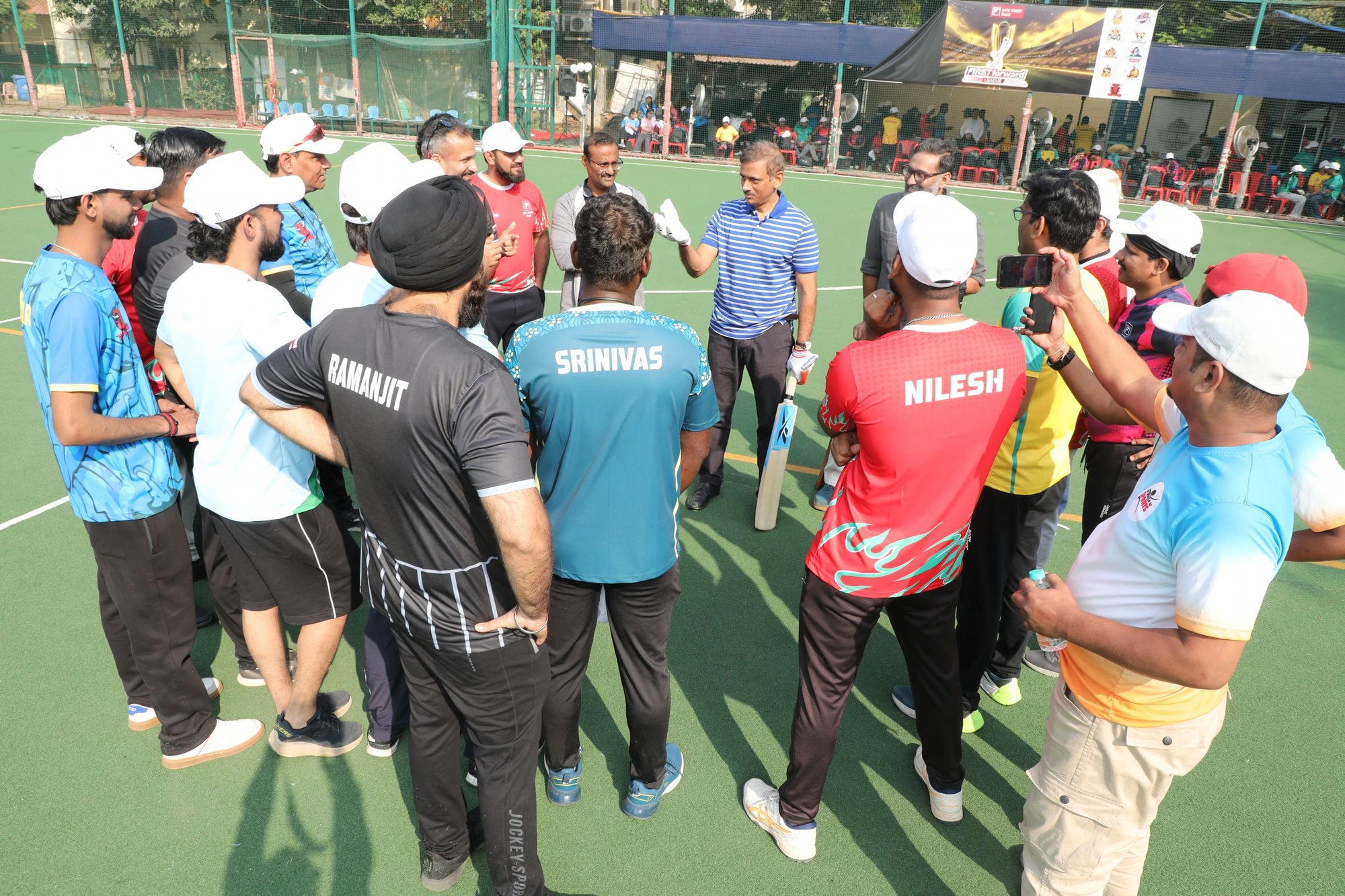V. Vaidyanathan with players at the First Forward League